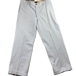 IZOD Men Seersucker Pants Cuffed Preppy Nautical Sailing Blue White 34x32 D177